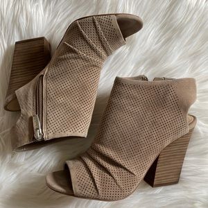 Vince Camuto suede peep toe booties